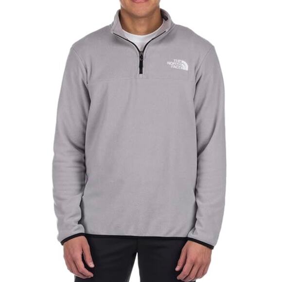 The North Face men’s medium light grey 1/4 zip fleece long sleeve - Picture 1 of 6